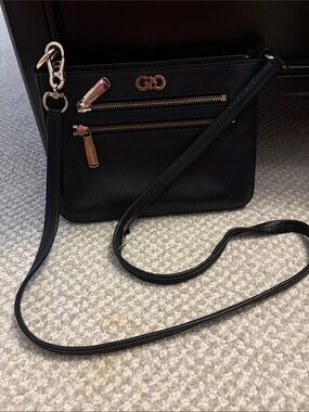 Cole Haan Black Leather Crossbody with Rose Gold Hardware